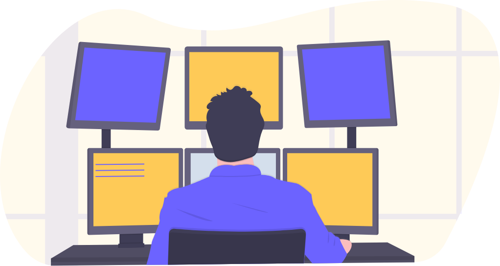 Person with monitors illustration